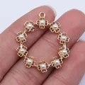Colgante aro de flores dorado KC con perlas para creación de joyas DIY 33x29mm moda - D11586_W22-D23 / Oro KC