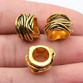 Antique gold beads with vine texture for dreadlocks and DIY jewelry design accessory - Vine Texture Style (D15269) / Antique Gold