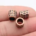 Antique hammered copper tube spacer beads for dreadlocks and DIY jewelry making crafts - 10 Pieces Pack / Antique Red Copper