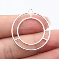 Silberner geometrischer Doppelkreis-Hohlanhänger 38x35mm für die DIY-Schmuckherstellung - Geometrischer Doppelring Stil (B19719) / Antiksilber