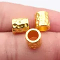 Gold hammered texture tube beads for dreadlocks and jewelry making - 10 Pieces Pack / Bright Gold