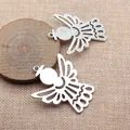 Set mit zwei Vintage-Silber-Engel-Anhängern für DIY-Schmuckherstellung, 57x46mm - Antiksilber