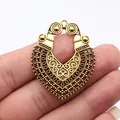 Antique gold finished hollowed-out textured metal pendant for earring making 48x37mm - Antique Gold