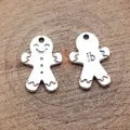 20x14mm Lebkuchenmann Anhänger für DIY Schmuckherstellung - Antiksilber