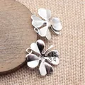 28x26mm Silberne Kleeblatt-Anhänger mit Good Luck Gravur für DIY-Schmuckherstellung - Antiksilber