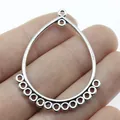 Retro zilveren druppelvormige oorbelconnector voor DIY sieraden maken 47x35mm hanger - Antiek Zilver (B13974_W19-B32)