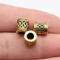 Antique gold S-shaped pattern tube beads for dreadlocks and DIY jewelry making - 10 Pieces Pack / Antique Gold