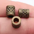 Antique bronze metal tube bead with S-pattern texture for dreadlocks and DIY jewelry - 10 Pieces Pack / Antique Bronze