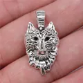 Wolfskopf-Anhänger aus Zinklegierung für DIY-Schmuck, 32x17mm im Vintage-Silber-Stil - Altsilber (B15718)