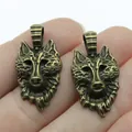 Bronze Wolfskopf-Anhänger für DIY-Schmuck, 32x17mm Vintage-Tieranhänger. - Antike Bronze (A12705)