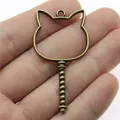 Vintage bronze cat head metal frame pendant for DIY UV resin jewelry making craft - Bunny Head Open Bezel (ABD-C11012) / Antique Bronze