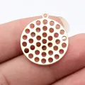 Golden circular multi-hole pendant charm for DIY jewelry making handicraft accessories - Hollow Round Disc (D12731) / 28x25mm / KC Gold