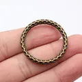 Vintage bronze hammered texture zinc alloy round ring connector for DIY jewelry - 37x37x4.3mm (A14450)