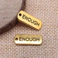 Pequeño colgante rectangular dorado grabado con ENOUGH para la creación de joyas DIY - Oro antiguo