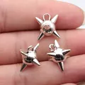 Ciondoli a sfera con punte in lega di zinco argento per gioielli fai-da-te e decorazioni - Morning Star Spiky Ball Style (B19868) / Argento antico