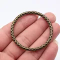 Antique bronze hammered metal ring connector accessory for professional DIY jewelry making - 54x54x4.4mm (A14457)