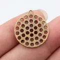 Vintage bronze perforated round charm pendant for DIY jewelry making accessories - Hollow Round Disc (A14543)