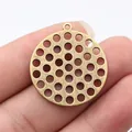 Round multi-hole metal pendant charm in antique bronze finish for DIY jewelry crafts - Hollow Round Disc (A14577)