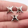 Set di tre ciondoli a sfera a punta in lega di zinco argento per creazione gioielli DIY - Morning Star Spiky Ball Style (D12820) / Oro bianco