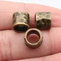 Antique bronze hammered tube beads for dreadlocks and DIY jewelry crafts. - Hammered Tube Bead (A14416) / 10 Pieces Pack / Antique Bronze