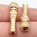 Goldfarbene Imam Gebetsperlen mit Reliefmuster für Rosenkränze, 2,1 mm Lochdurchmesser - Vintage Geschnitzter Stil (D12609) / KC Gold