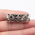 Antique silver hollow-out tube bead for dreadlocks and DIY jewelry accessories - Hollow Tube Bead (B19487) / Antique Silver