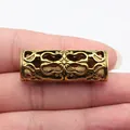Vintage bronze hollow tube bead for dreadlock hair decoration, 41x15mm size - Hollow Tube Bead (D15251) / Antique Gold