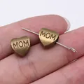 Antik bronzene Herzperlen mit MOM-Gravur und großem Loch für DIY Schmuckdesign - Herz MOM Großlochperle (A13689) / Antikbronze