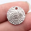 Antique silver hammered evil eye circle charm pendant 19x19mm for DIY jewelry making - Hammered Round Eye Style / 10 Pieces Pack / Antique Silver