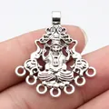 Antique silver Shiva deity pendant connector for DIY jewelry making projects, 38x35mm - 湿婆吊坠连接件(ABD-C18278) / Antique Silver
