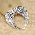 Gran colgante de corazón con alas de ángel en plata antigua para joyas DIY 69x65mm - Plata antigua