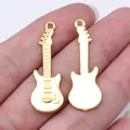 Goldener Gitarren-Anhänger für DIY Halsketten und Armbänder, 12x35mm Größe - Gitarrenform (D11840) / Gold