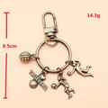 Creative bronze volleyball theme keychain with athlete charms and I Love Volleyball tag - Antique Bronze (XY30008)