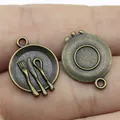 15mm antique bronze plate and cutlery charm for DIY jewelry making and crafts - Antique Bronze (A10356)