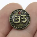Vintage Bronze Om Symbol Rundanhänger für DIY handgefertigte Schmuckherstellung 15mm - Om-Symbol Anhänger / 10er Pack / Antikbronze