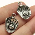 Lot de deux breloques gant de baseball argent antique pour création de bijoux DIY - Argent antique