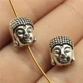 Antique silver Buddha head spacers 11x9x7mm for DIY jewelry making and crafts - Buddha Head Bead (B11547) / Antique Silver