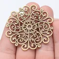 Antiker bronzener 55mm Mandala-Blumen-Filigran-Anhänger für die DIY-Schmuckherstellung - Antikbronze (A14279)
