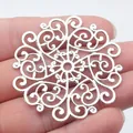 Großer Mandala-Filigran-Anhänger in Silber für DIY-Schmuckherstellung, 55x52 mm. - Weiß K (D12243)