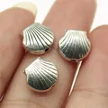 8x8mm antique silver seashell charm beads for DIY jewelry making accessories - 10 Pieces Pack / Antique Silver