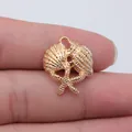 Gold-plated vintage ocean theme charm with shell and starfish details for DIY jewelry - KC Gold