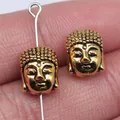 Golden antique Buddha head spacer beads made of zinc alloy for DIY jewelry making - Buddha Head Bead (D10123) / Antique Gold