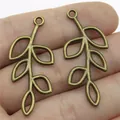 Vintage antique bronze leaf branch charms for DIY jewelry making pendants 41x20mm size - Branch Pendant (A10752) / 10 Pieces Pack / Antique Bronze