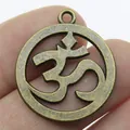 25mm antiek brons Om symbool holle ronde hanger voor DIY sieraden maken - Antiek Brons