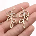 Pair of elegant gold-toned leaf branch pendant charms for DIY jewelry and crafts - Branch Pendant (D11012) / 10 Pieces Pack / KC Gold
