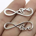 Vintage silver infinity symbol connector with love script for DIY jewelry crafts - Antique Silver
