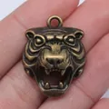 Vintage bronze 3D tiger head pendant charm for DIY jewelry making and necklaces 31mm - 3D Tiger Head Pendant (A10252) / Antique Bronze