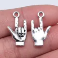 Antiek zilveren 22x13mm I Love You handgebaar bedeltjes van legering voor DIY-sieraden - Antiek Zilver (B12010)