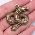Vintage bronze finished alloy dragon pendant charm for DIY jewelry making 45x38mm size - Dragon Pendant (A13059) / 45X38mm / Antique Bronze