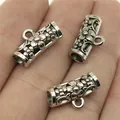 Connecteurs de bijoux cylindriques à fleurs en argent antique sur paume pour l'échelle - Argent Antique (B13741)